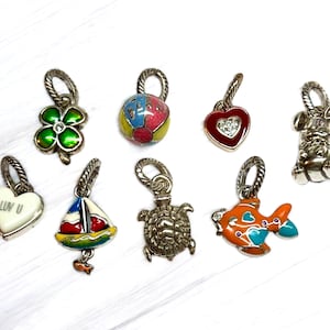 Authentic Brighton® vintage charms, assorted. Silver and enamel charms.