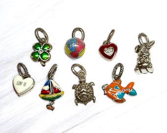 Authentic Brighton® vintage charms, assorted. Silver and enamel charms.