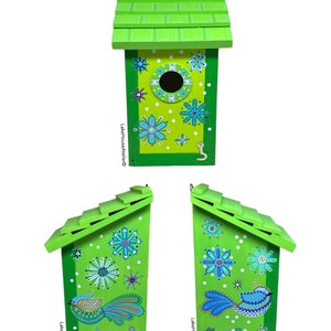 OOAK Wood Birdhouse with Opening for Cleaning. Personalizable Birdhouse. LIME