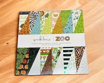 Zoo Animals Theme Scrapbook Papers. 24 Sheets ZOO Scrapbook Cardstock Papers.