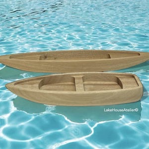 Plain Wood Boat: Unfinished Miniature Rowboat, Canoe, Kayak