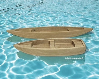 Plain Wood Boat, Rowboat, Canoe, Fishing Boat, Gondola, Duck Boat, Kayak, Paddle Boat, Sailboat, Houseboat, Jon Boat, Skiff.