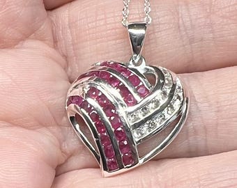 18&quot; Necklace with Heart Pendant, Sterling Silver Jewelry.