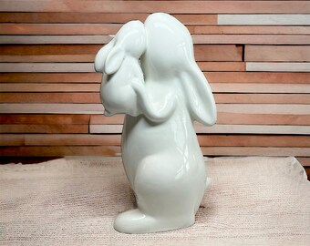 Beautiful White Ceramic Rabbits. Easter Bunny. White Rabbit. Ceramic Rabbits. Tabletop Rabbits.