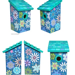 OOAK Wood Birdhouse with Opening for Cleaning. Personalizable Birdhouse. DARK BLUE