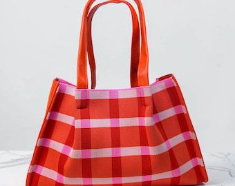 Borsa in tessuto. Borsa da spesa. Borsa intrecciata. Borsetta.