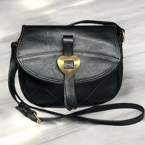 Authentic Dooney & Bourke® Quilted Leather Shoulder Bag, Crossbody Vintage Genuine Leather. Heart Bag.