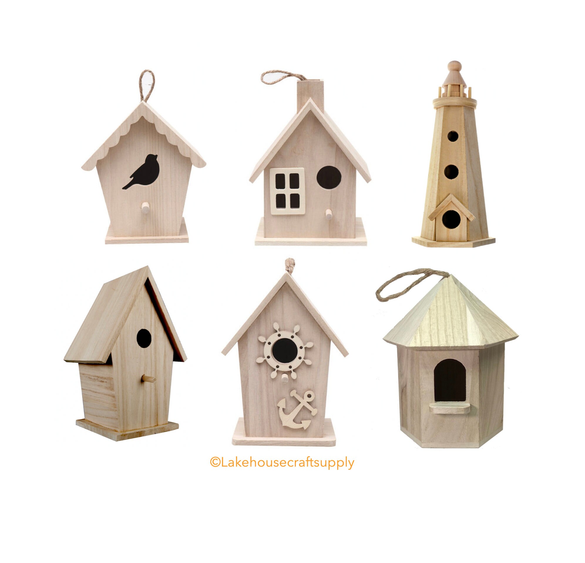 Unfinished Wood Birdhouse Selection. Assorted Paintable Etsy