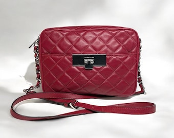 Bolso bandolera vintage de piel acolchada Michael Kors - Bolso de hombro rojo