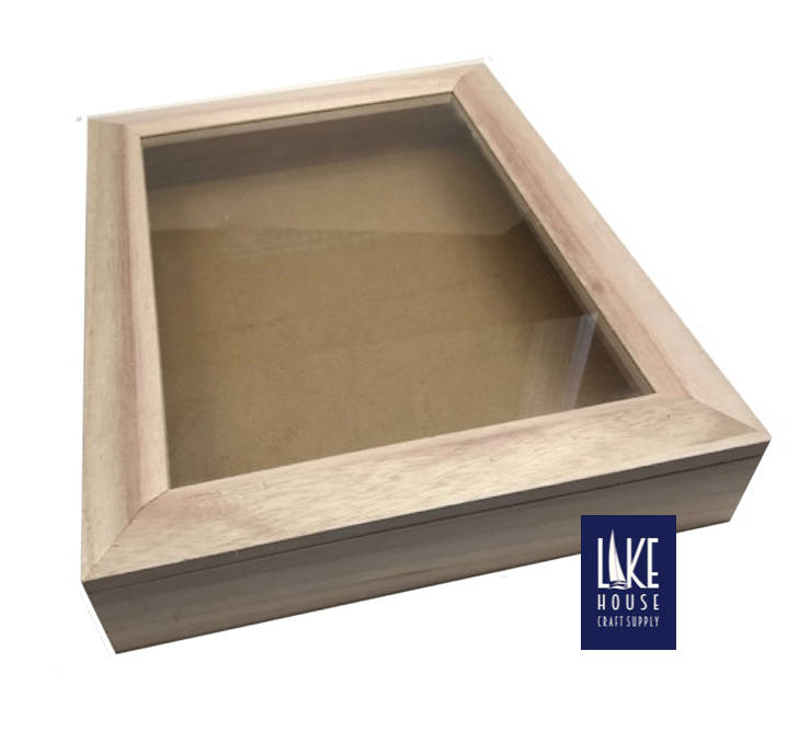 Bare Wood Shadow Box with Hinged Glass Top. Plain Wood Etsy