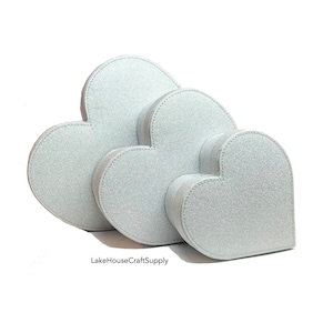 Heart Shape Fabric Covered Gift Box. Fabric Covered Gift Box Heart Shape. Silver Sparkle Heart Gift Box.