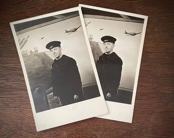 Vintage WWII RPPC Navy Sailor Photos Great Backdrop! (2)