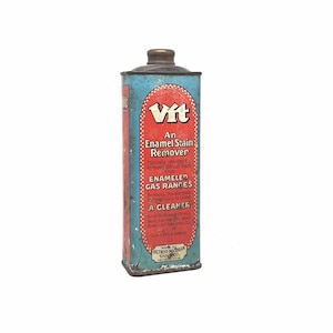 Vintage Detroit Michigan Stove Company VIT 1930s Advertising / Enamel Stain Remover / Antique Advertising Can
