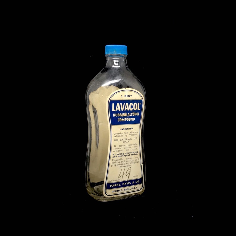 Vintage Medical Bottle Lavacol Rubbing Alcohol / Detroit