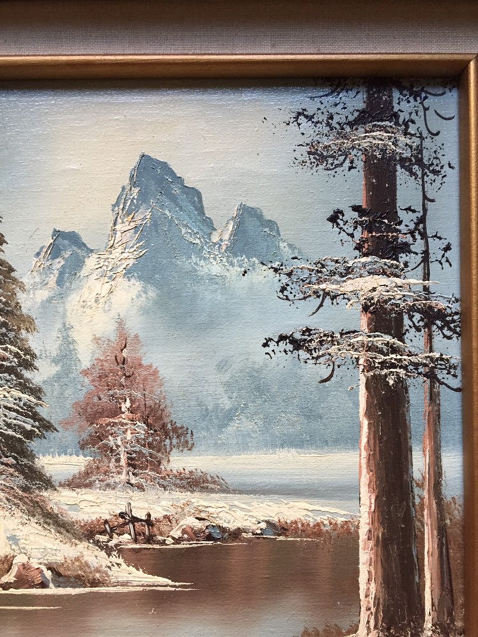 Vintage Richard Shelton Oil On Canvas Scenic Winter Landscape Etsy