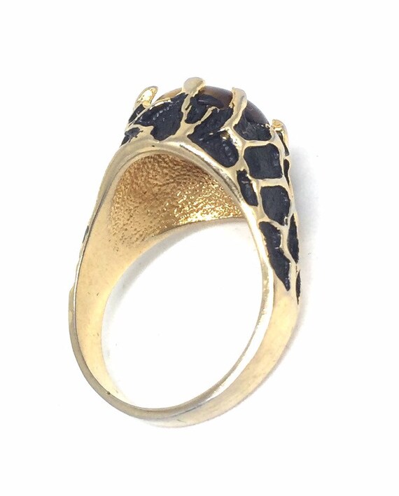 Vintage Tigers Eye Gold Plated Ring Joe Esposito … - image 3