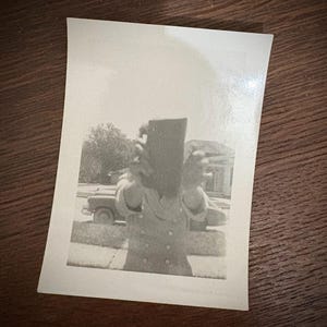 Vintage Snapshot Photo Girl Covering Her Face Candid Faceless Woman Texas
