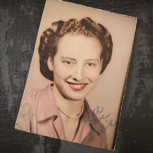 Vintage 1940s Snapshot High School Girl / Signed &quot; With Love &quot; World War 2 Era