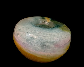 Vintage Artist Signed Art Glass Vase / Mid Century Modernist Vase