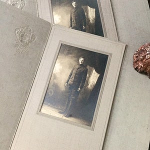 Antique WW1 Photos 1900s Army Soldier Gelatin Silver Portrait (2)