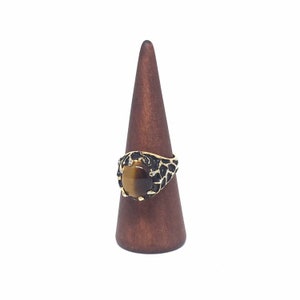 Vintage Tigers Eye Gold Plated Ring Joe Esposito HGE ESPO Costume Jewelry