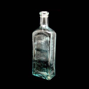 Hoods Parilla Apothecary Bottle /  1800s Aqua Glass Bottle / Vintage Quack Medicine