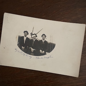 Antique Snapshot Photo RPPC Man With Injury Bandage Over His Eye Funny Note