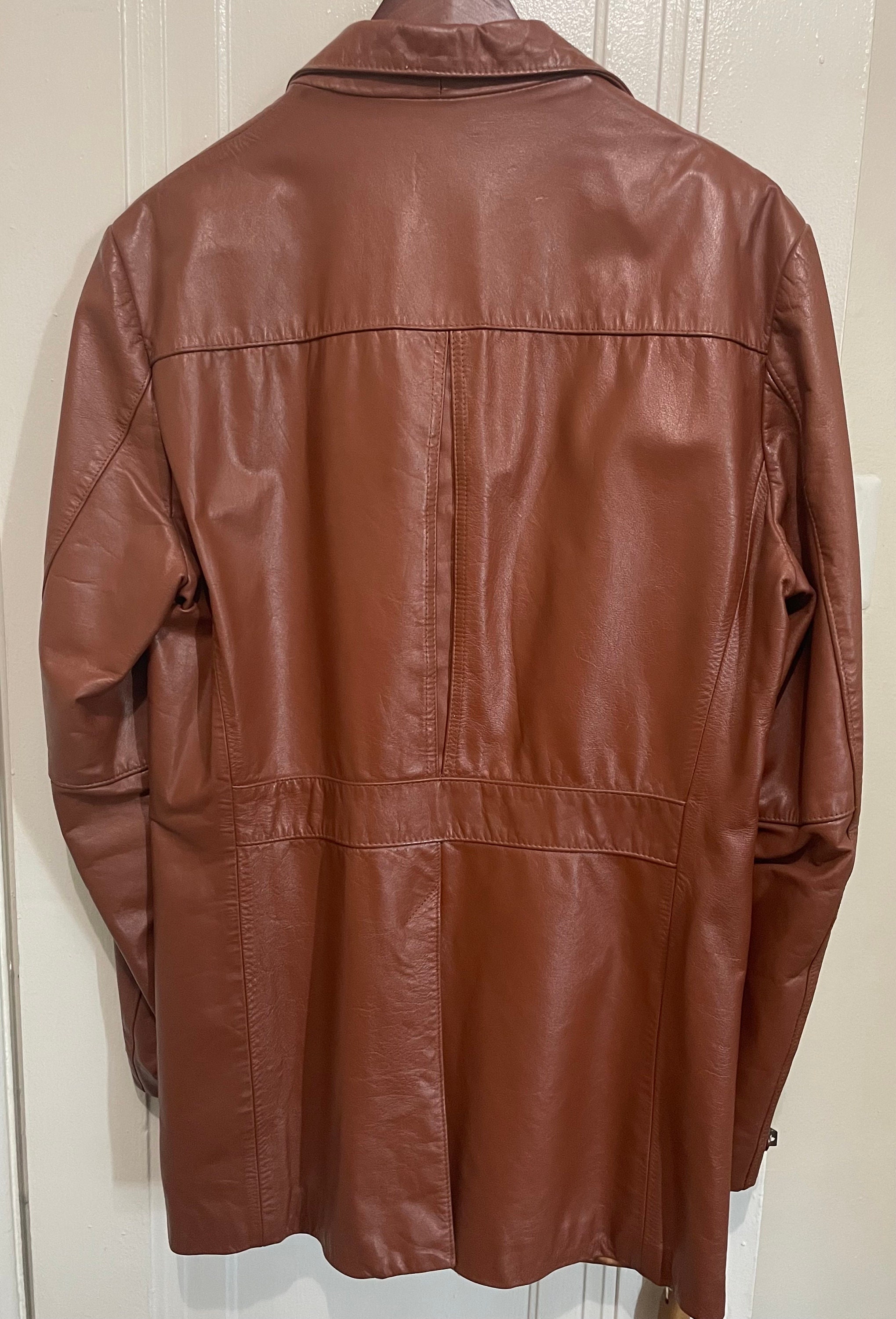 Vintage JC Penny Men's Brown Leather Jacket 42L (40L) With Vintage JC Penny Men's Brown Leather Jacket 42L (40L) With