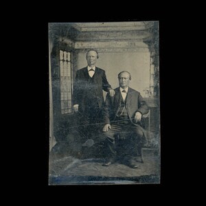 Victorian Tintype Photograph Brothers / Unusual 1800s Photo