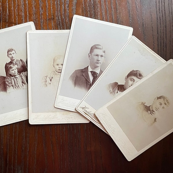 Victorian Cabinet Card Photographs Set Of 5 Family From New Castle Indiana 1800s Photo