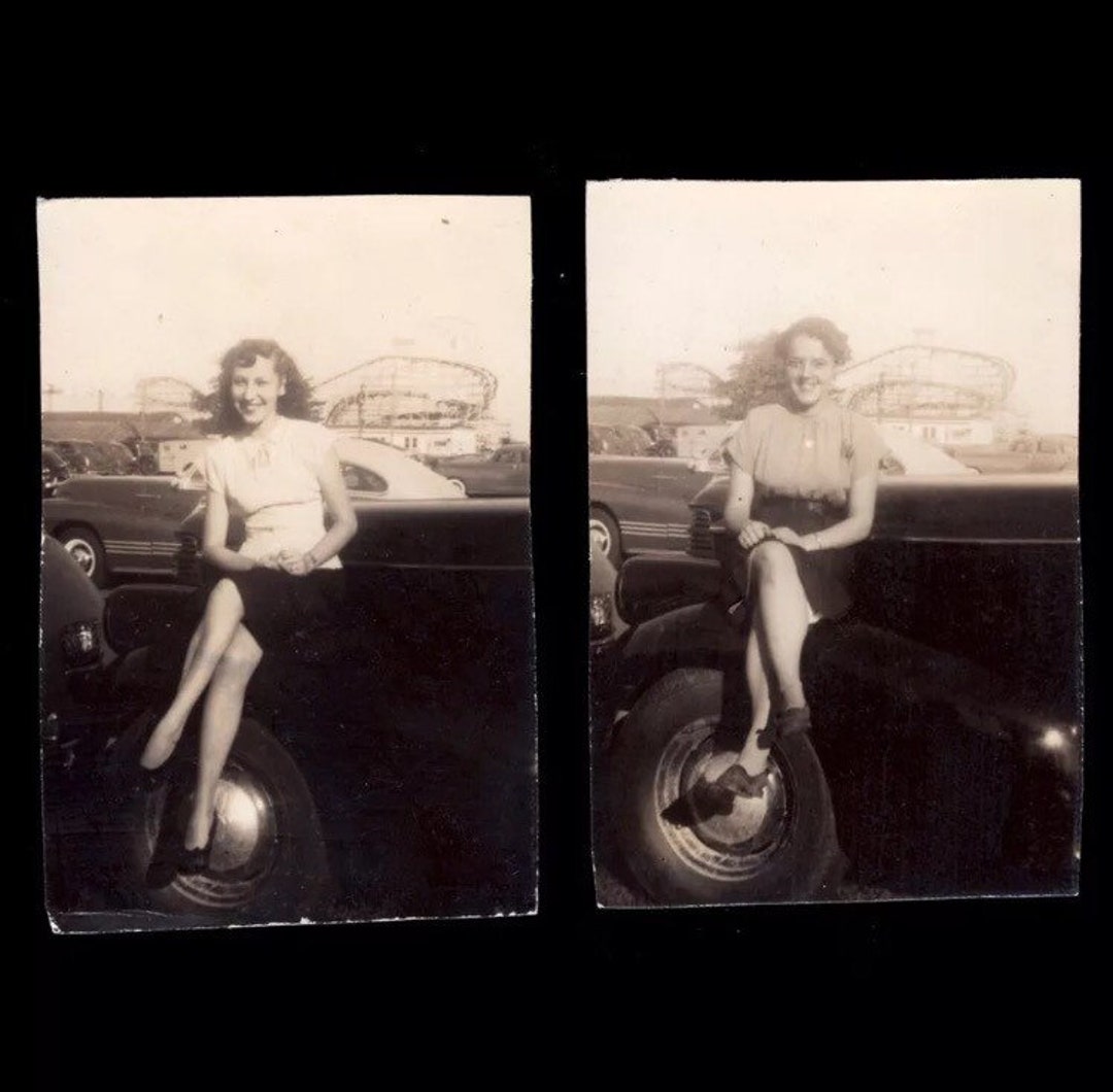 Vintage Pinup Girl Snapshots Black & White 1940s Photograph / - Etsy