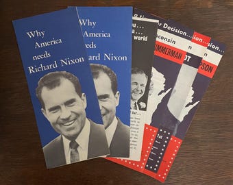 Vintage 1960 Nixon-Lodge Campaign Flyers, Wisconsin Republican Ticket (Lot of 6)