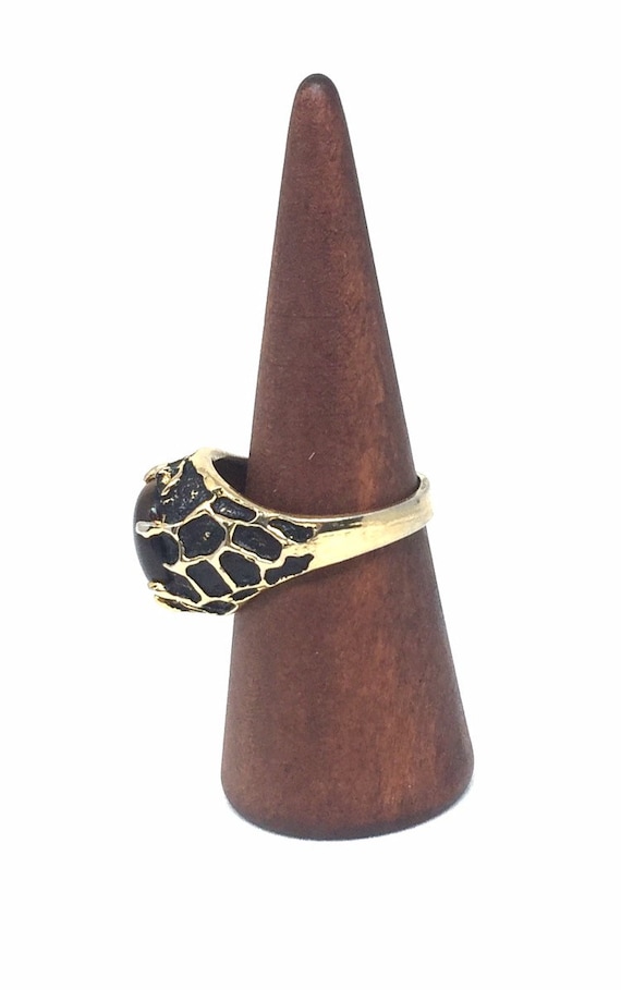 Vintage Tigers Eye Gold Plated Ring Joe Esposito … - image 4