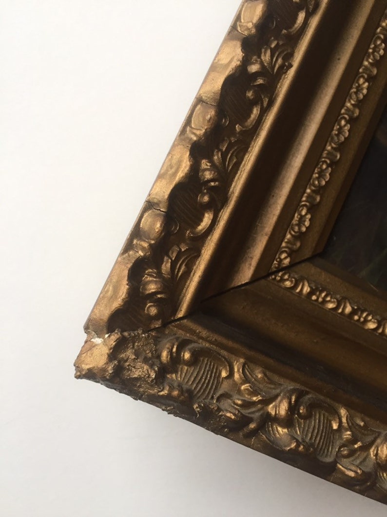 Victorian Gold Wood Frame Antique American School Oil Painting Still Life Botanical 19th c