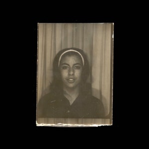 Vintage Photo Booth Snapshot 1960s Pretty GoGo Girl Headband Vintage Photograph