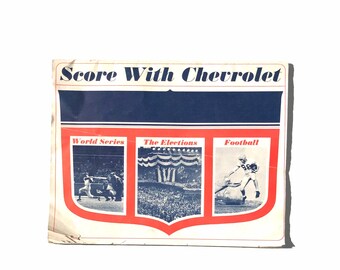 Vintage Chevrolet Baseball Scorebook / Vintage Car Memorabilia / Ephemera / Baseball / Football / 1964 Presidential Election