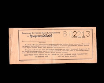 Antique Department Store Montgomery Ward 1930s Payment Voucher Booklet / Vintage Ephemera Old Paper