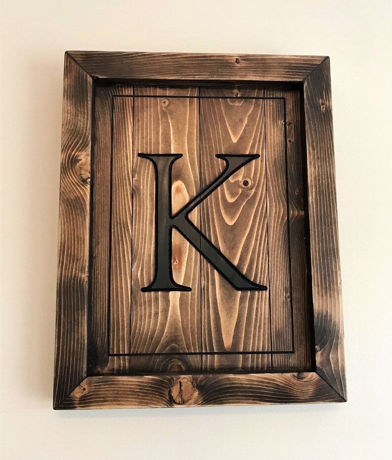 Initial Sign With Engraved Letter Etsy