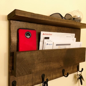 Barnwood Style Shelf Organizer Mail Holder