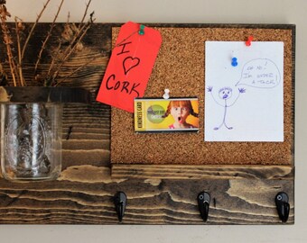 Tableau et bocal en liège, Organiseur rustique, Porte-clés, Organiseur, Liège