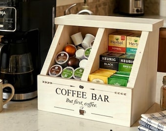 Engraved Coffee Pod Holder with Two Sections