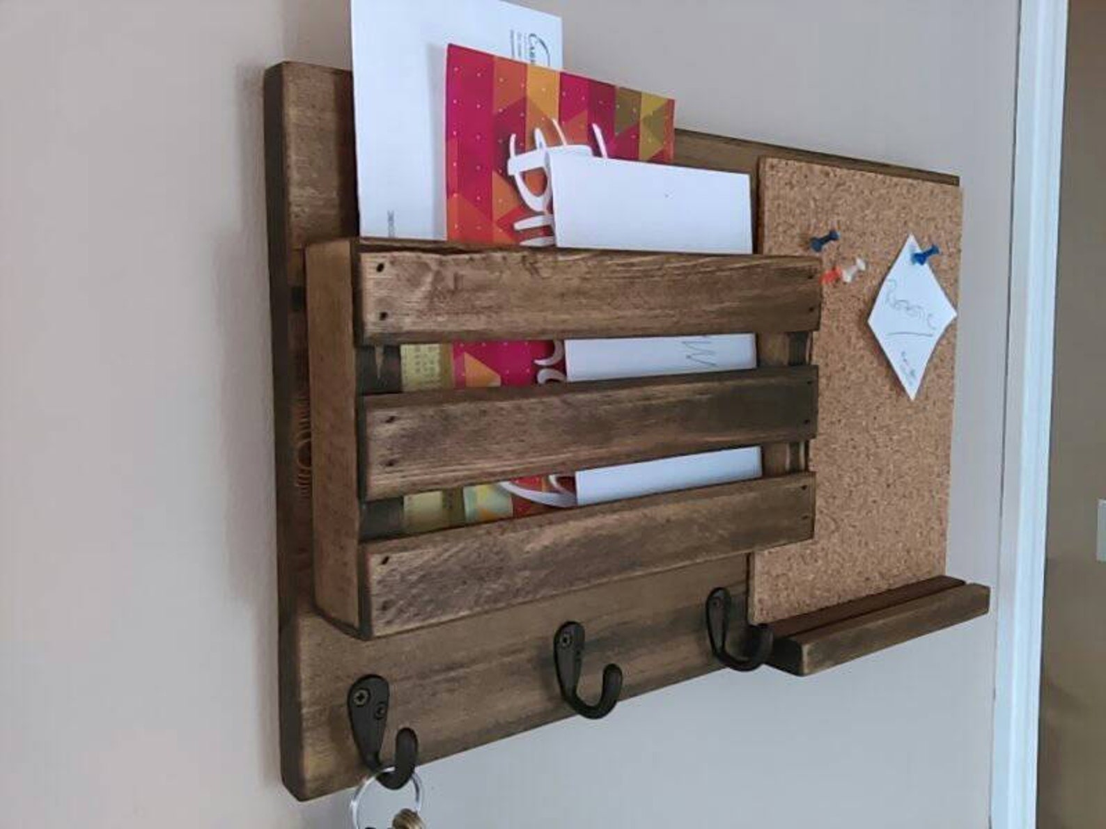 Corkboard Mail Organizer Mail Holder Mail Rustic Etsy