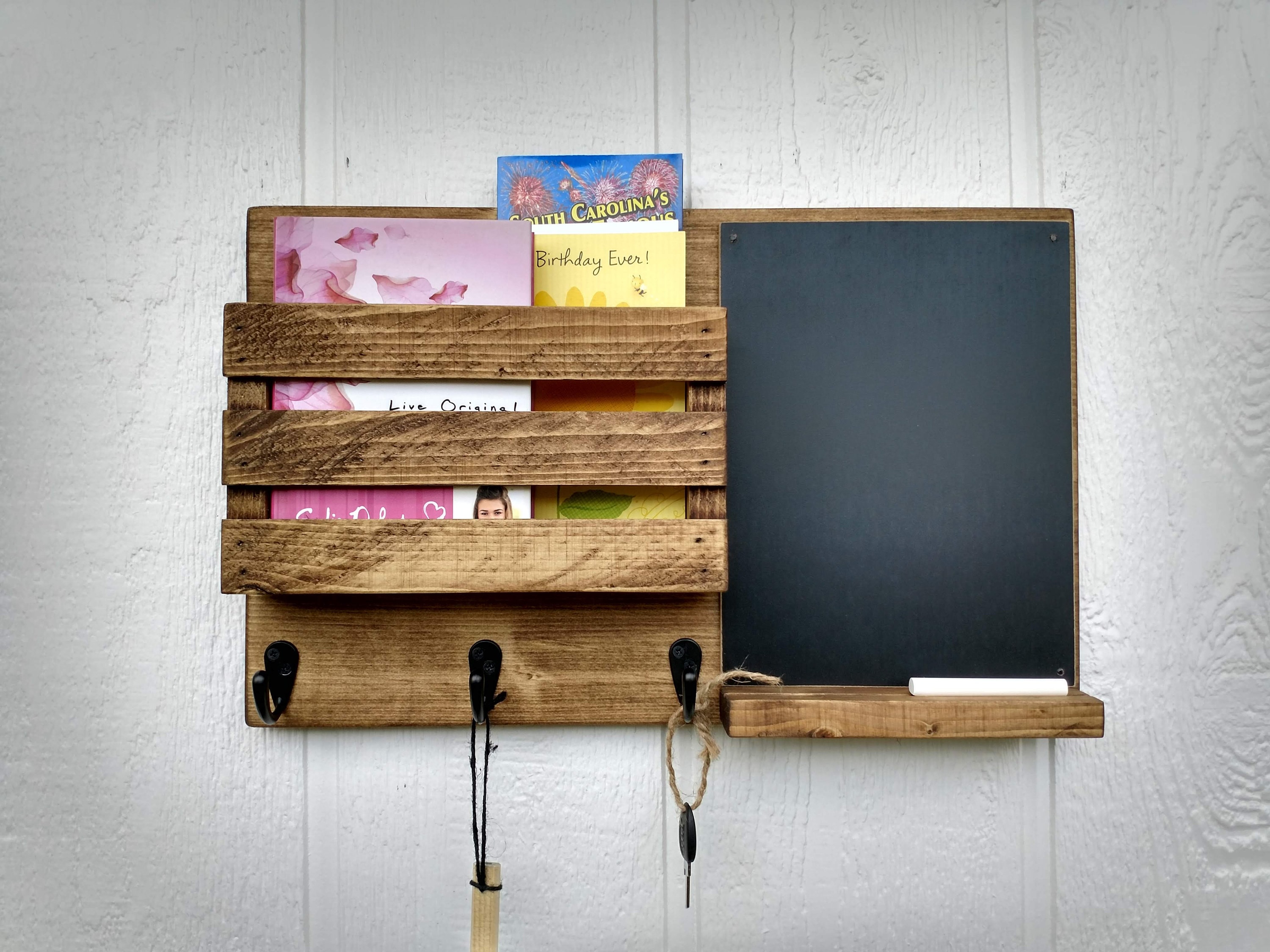 Mail organizer with chalkboard clearance