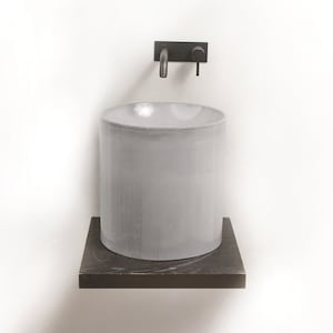 Concrete Vessel Sink, Cylinder Concrete Sink,  Handmade UHPC, Fiberglass Reinforced | Waterproof | Modern Luxury Bathroom Ideas. Custom Sink