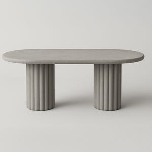 Modern Concrete Fluted Dining Table – Luxury Minimalist Furniture for Contemporary Homes