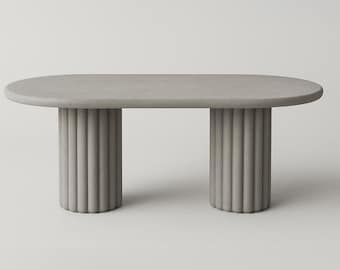 Modern Concrete Fluted Dining Table – Luxury Minimalist Furniture for Contemporary Homes