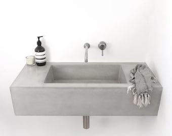 Floating Concrete Sink - Custom Floating Sink made of Concrete, bathroom vanity, floating vanity, concrete vanity, floating bathroom vanity.