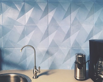 Twisted 3D Square Concrete Wall Tiles: Handmade UHPC Set of 4, Waterproof, Weatherproof, Food-Safe, modern tile for kitchen, rustic style.