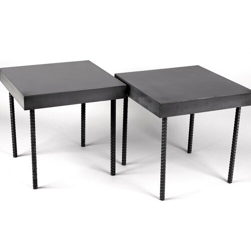 Modern Natural Form Fabric Concrete Coffee End Table Etsy