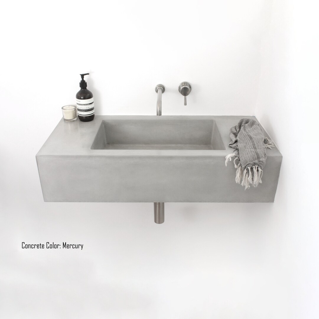 Floating Concrete Sink Custom Floating Sink Made of Concrete, Bathroom Vanity, Floating Vanity